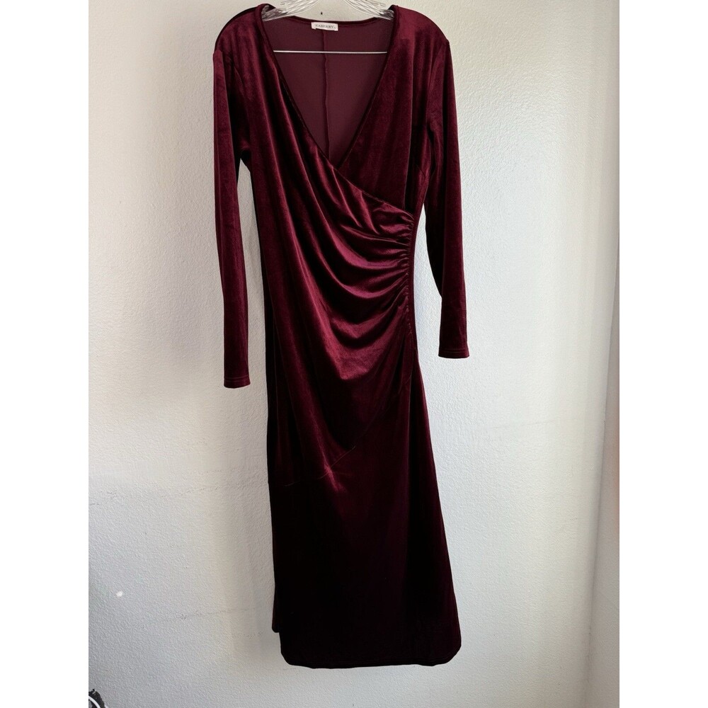 Zanberry Burgundy Body Con Velvet Dress Large Evening Wear Holiday